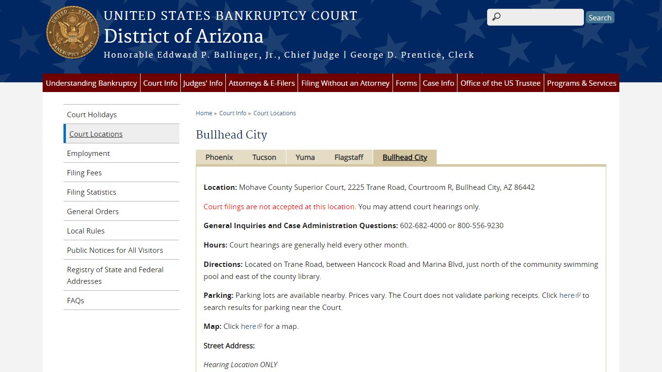 Bullhead City | District of Arizona | United States Bankruptcy Court